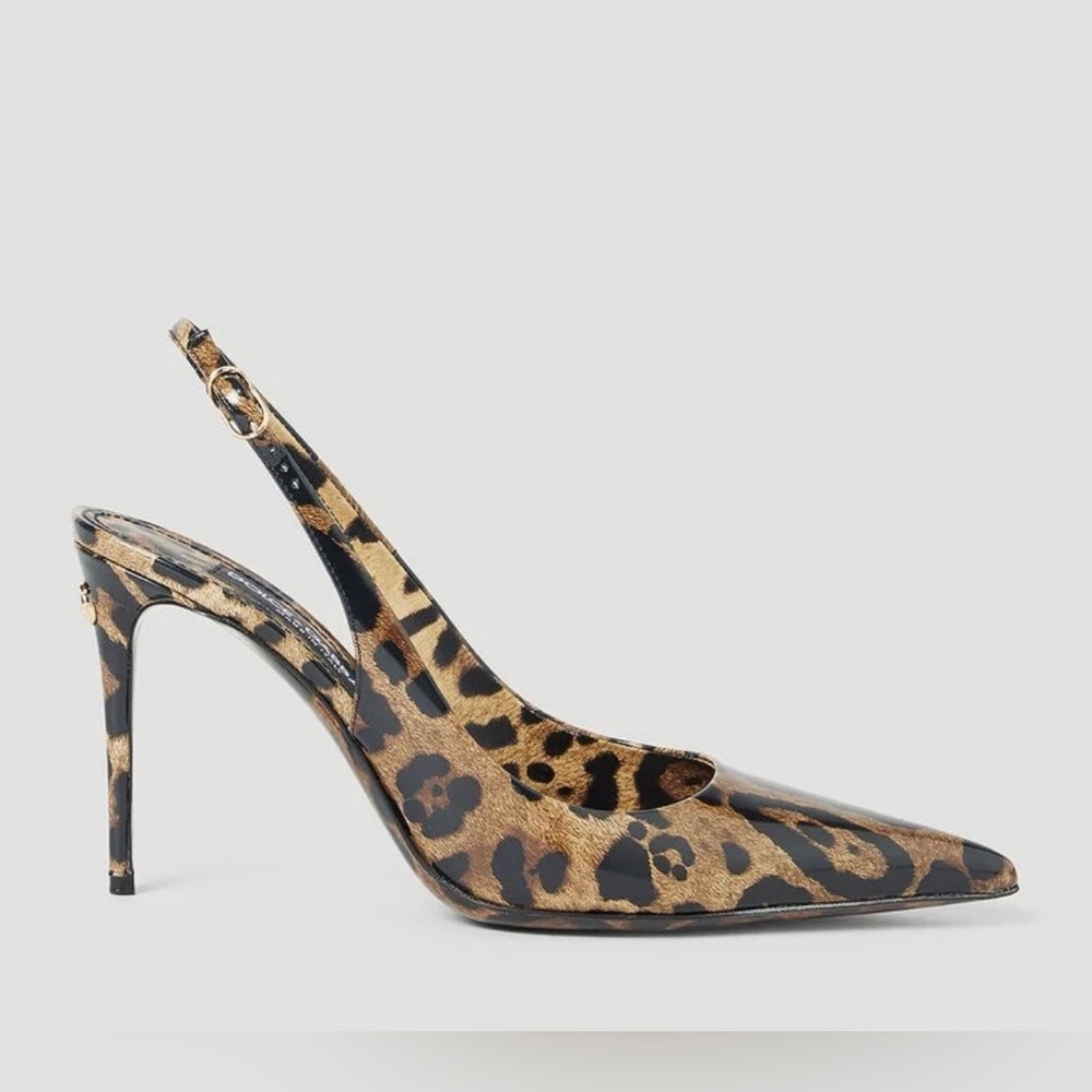 NEW Dolce & Gabbana Kim Leopard Print Slingback Heels For Women's Size 6